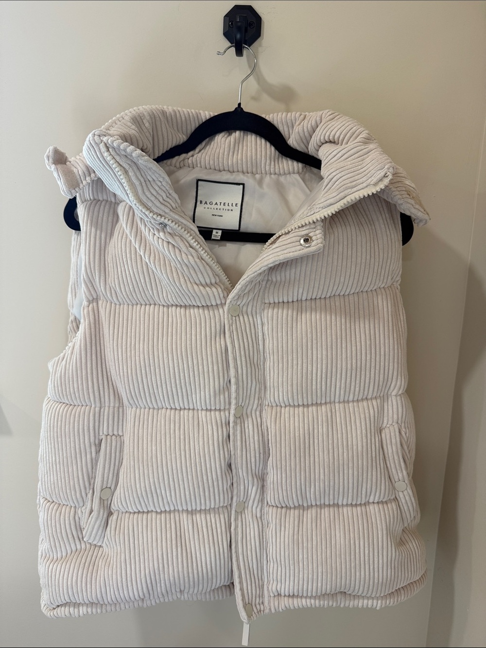 bagatelle Cream Corduroy Quilted Puffer Vest, women’s M